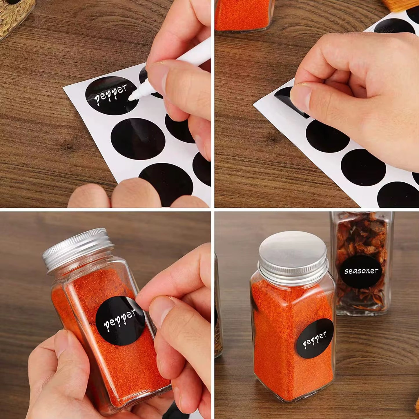 33-Piece Glass Spice Jar Set with Bamboo Lids & Labels #GS3941