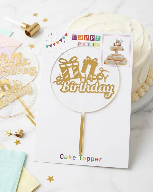 Happy Birthday Cake Topper – Gold #CT3895