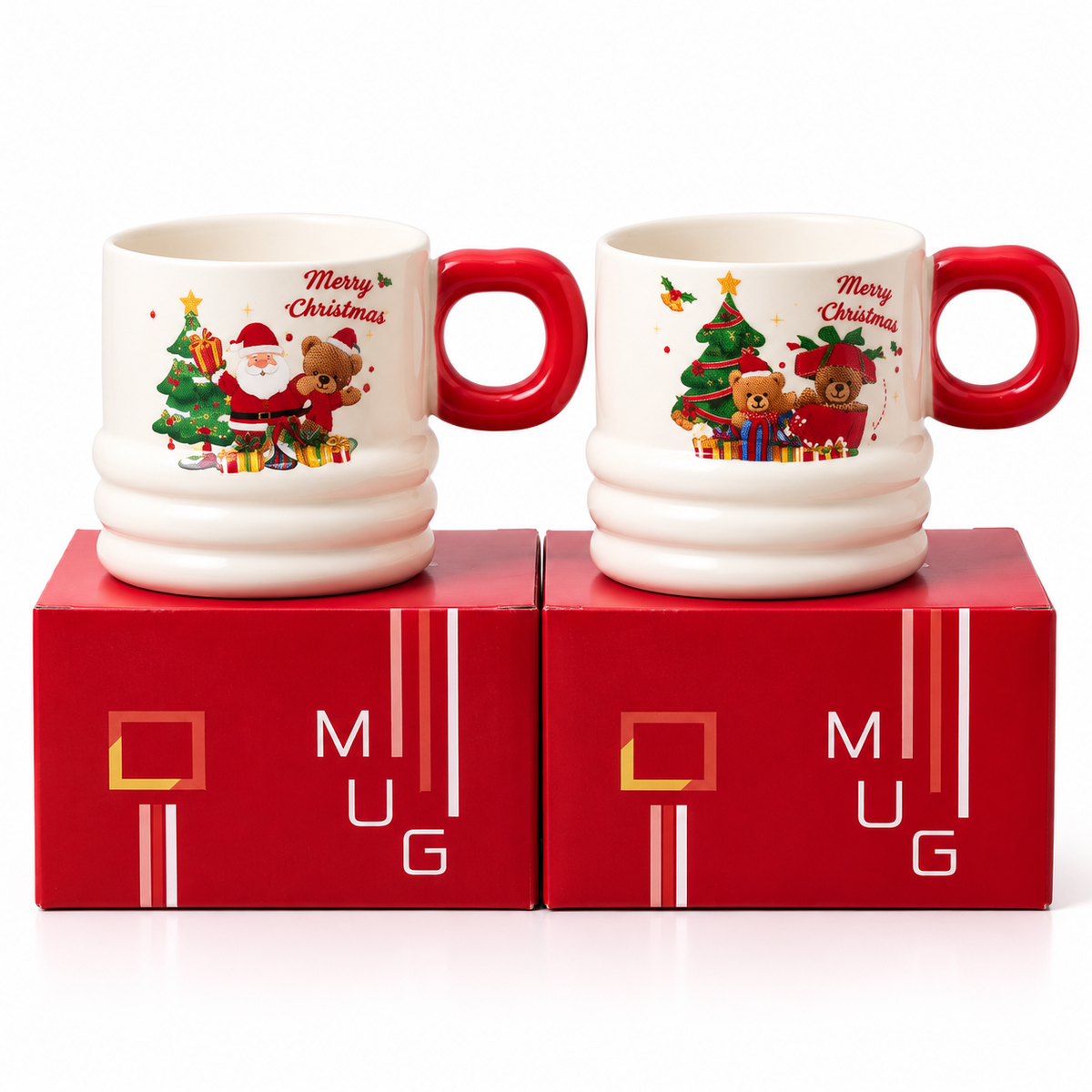 Merry Christmas Ceramic Mug with Red Handle #CM4516