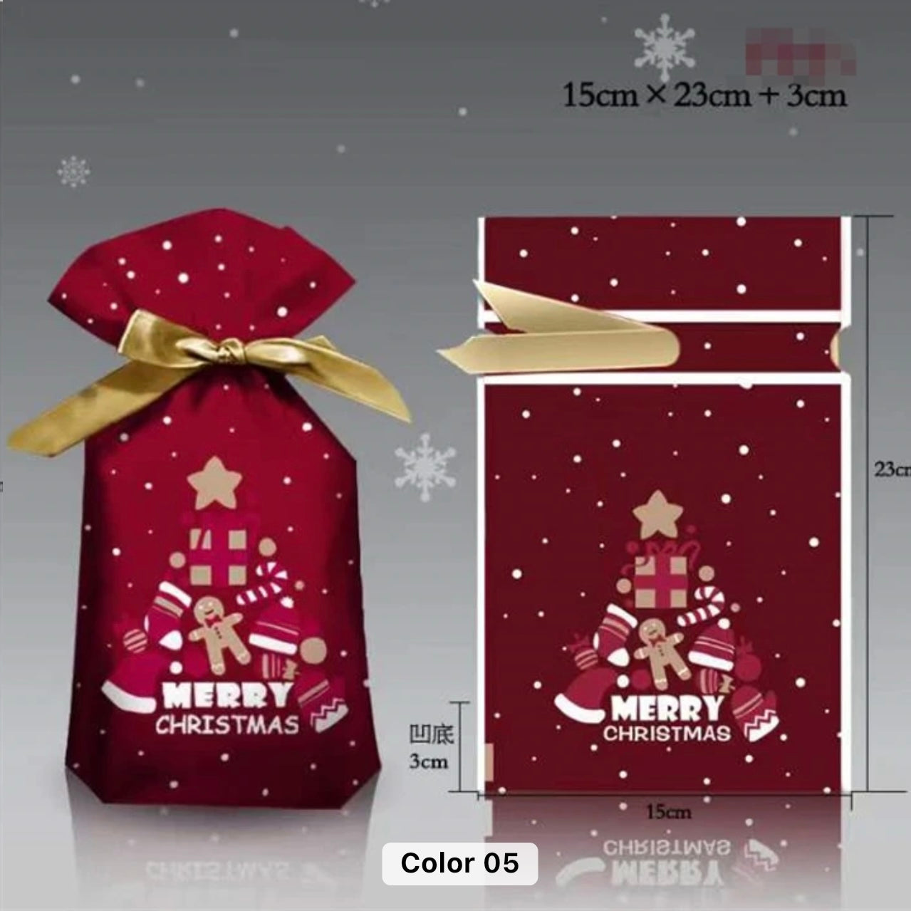 X12pcs - Mix Christmas Drawstring Ribbon Reusable Christmas Gift Bags #CB1552