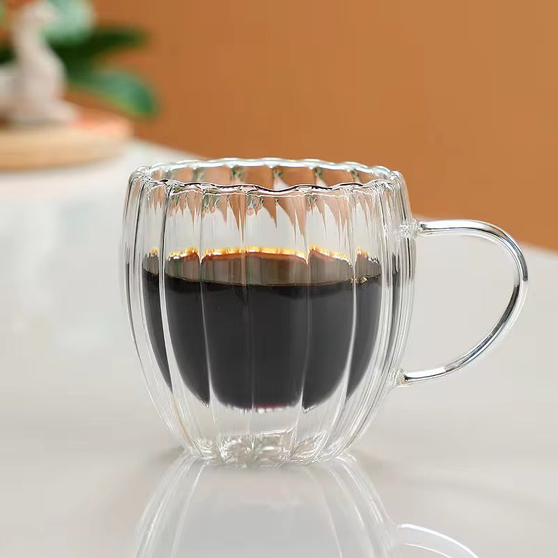Double Wall Ribbed Glass Mug Collection  #GM3964