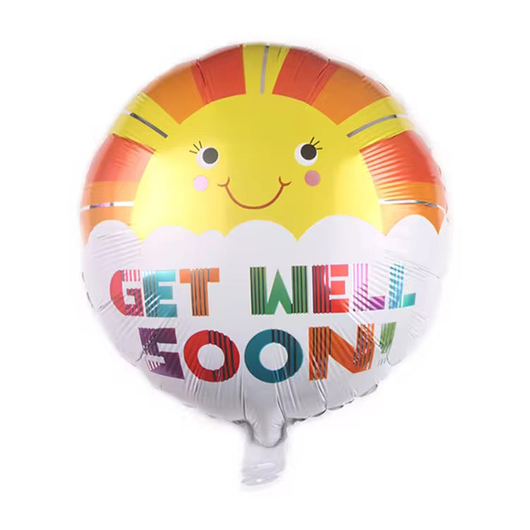 18” Get Well Soon Floral Round Foil Balloon – Cheerful Recovery Gift #FB2899
