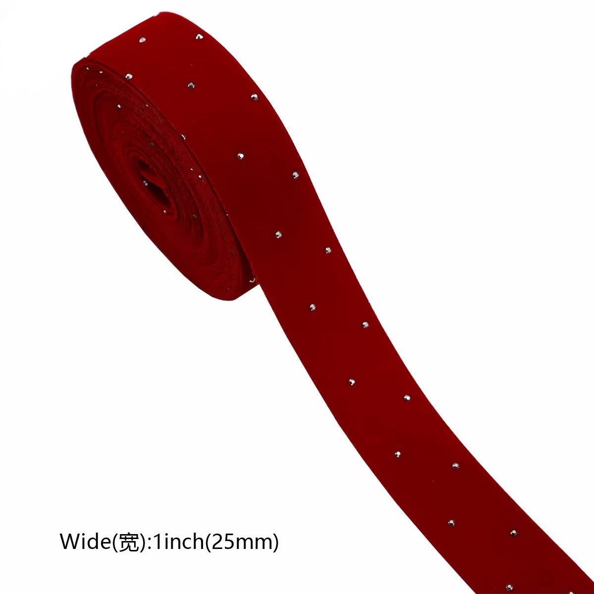 Velvet Rhinestone Ribbon Roll – Black & Red #VR2579