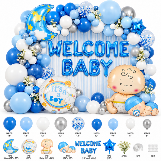 60pcs Welcome Baby Boy Balloon Set #BB4302