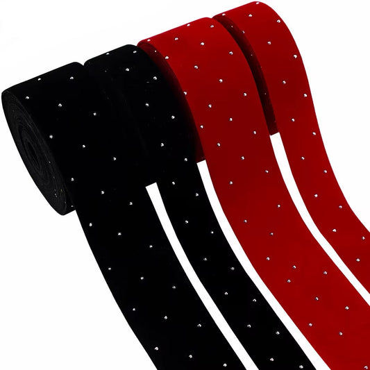 Velvet Rhinestone Ribbon Roll – Black & Red #VR2579