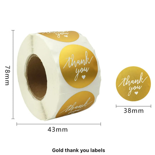 3.8cm x 500pcs Thankyou stickers #CS1312