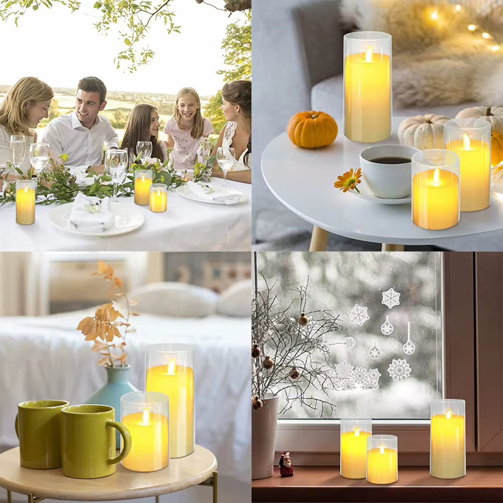 3pcs - Set / LED Flameless Candle with Remote Control #EC4103