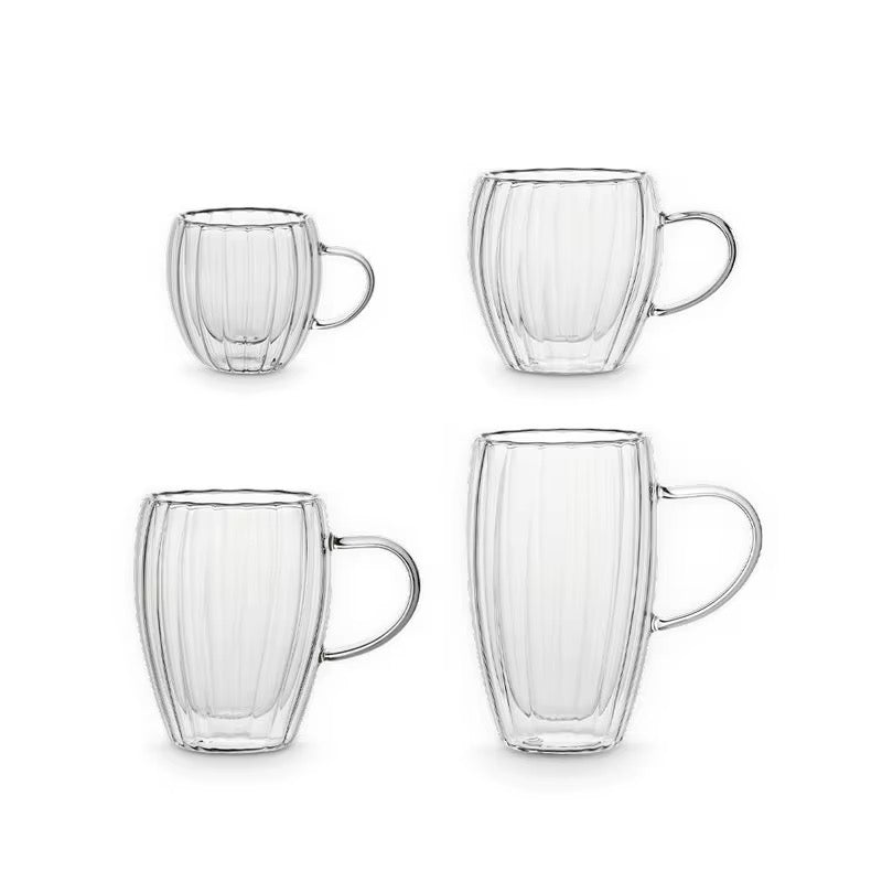 Double Wall Ribbed Glass Mug Collection  #GM3964