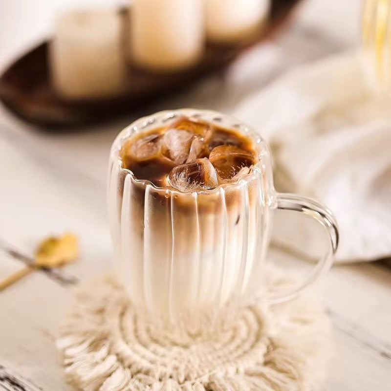 Double Wall Ribbed Glass Mug Collection  #GM3964