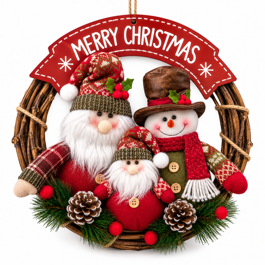 Christmas Wreath with Santa & Snowman #CD4392