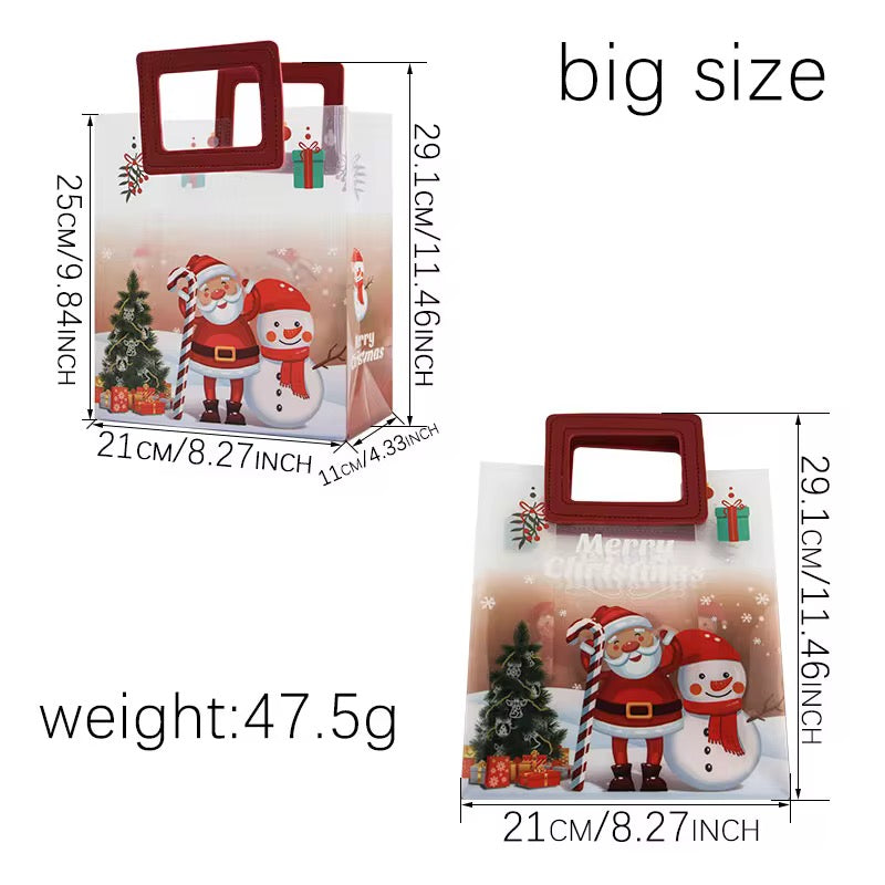 Christmas Frosted Gift Bag with Square Handle – Santa & Snowman Design #GB2236