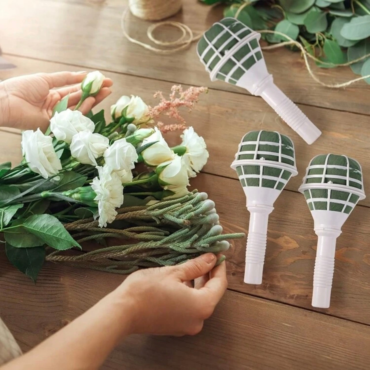 1pc Foam Flower Handle Bouquet Holder #FH1324