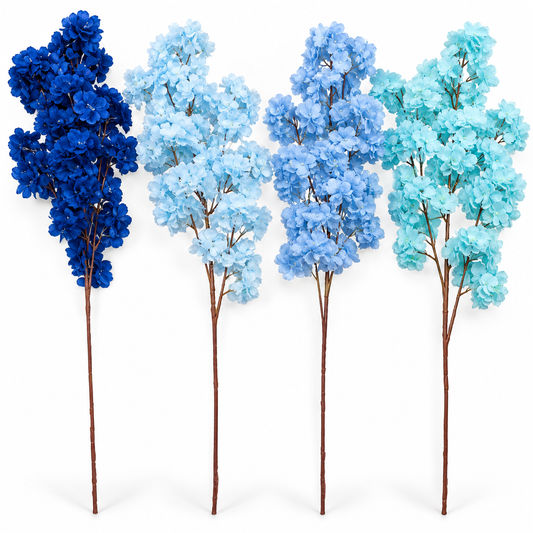 Artificial Hydrangea Flower Branch – Assorted Blue Shades #AF4401