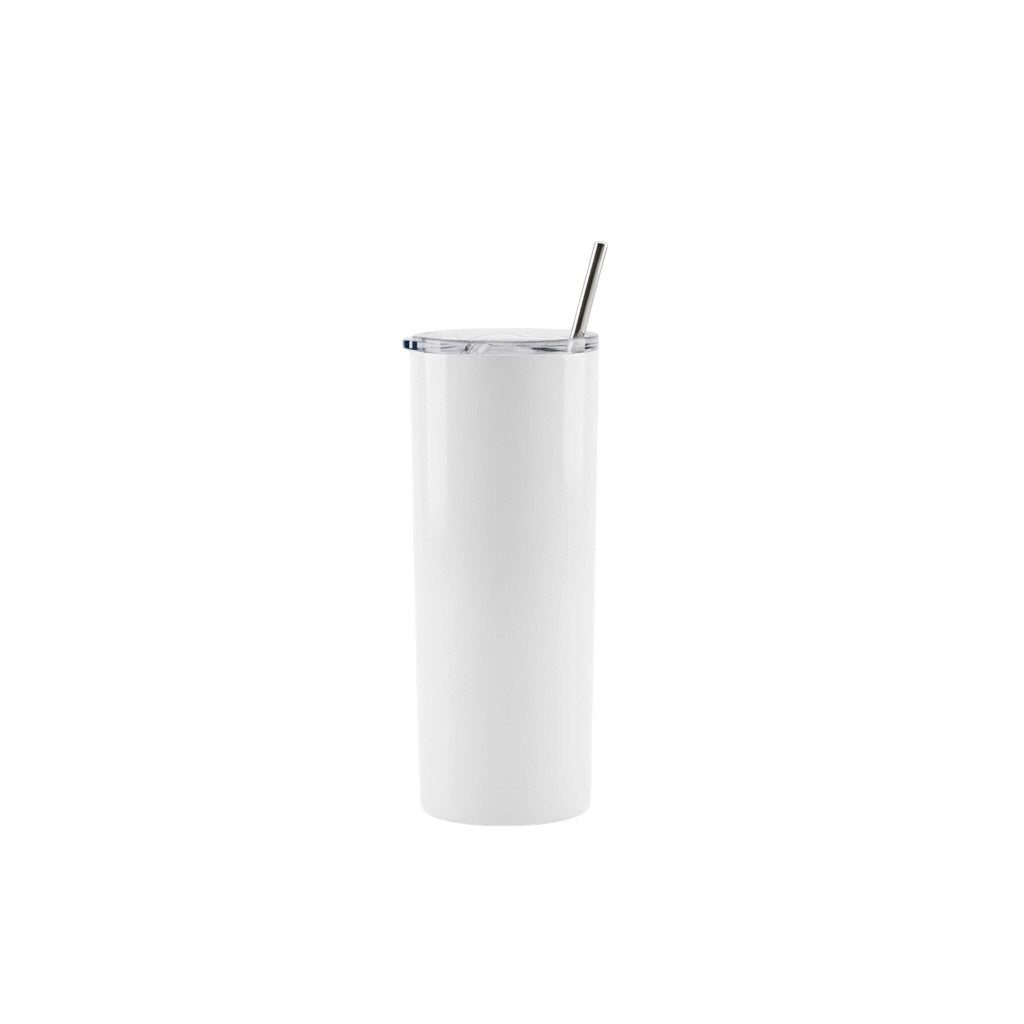 600ml Sublimation Skinny Tumbler with Straw – 20oz White  #SB3172