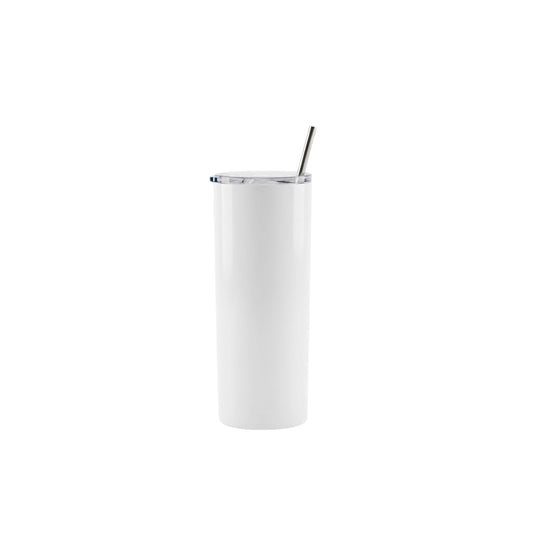 600ml Sublimation Skinny Tumbler with Straw – 20oz White  #SB3172