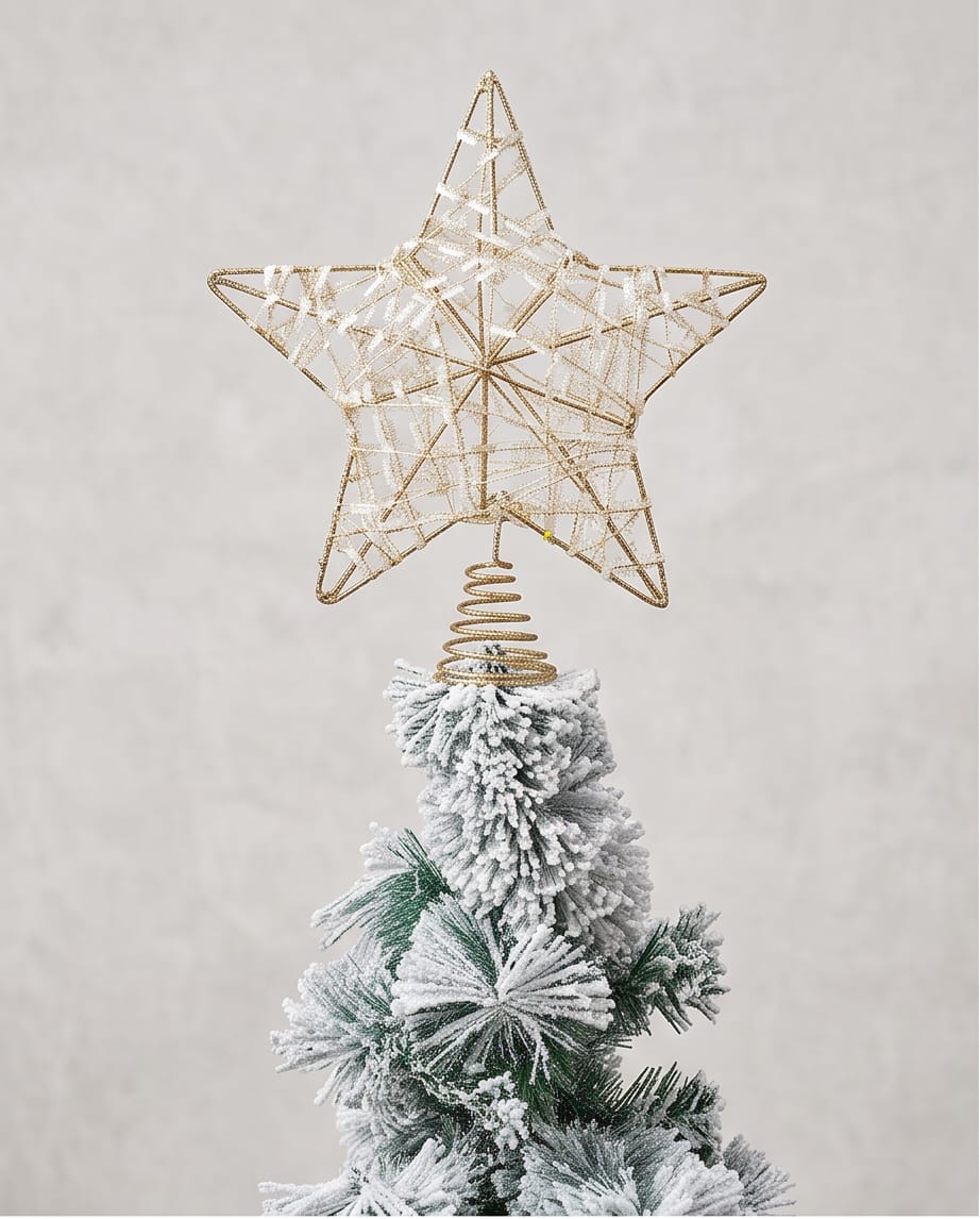 Elegant Gold Glitter Wire Star Christmas Tree Topper #CD4505