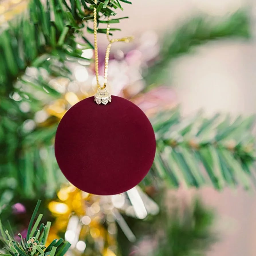 Burgundy Velvet Christmas Baubles – 6cm, Set of 12 #VB4374
