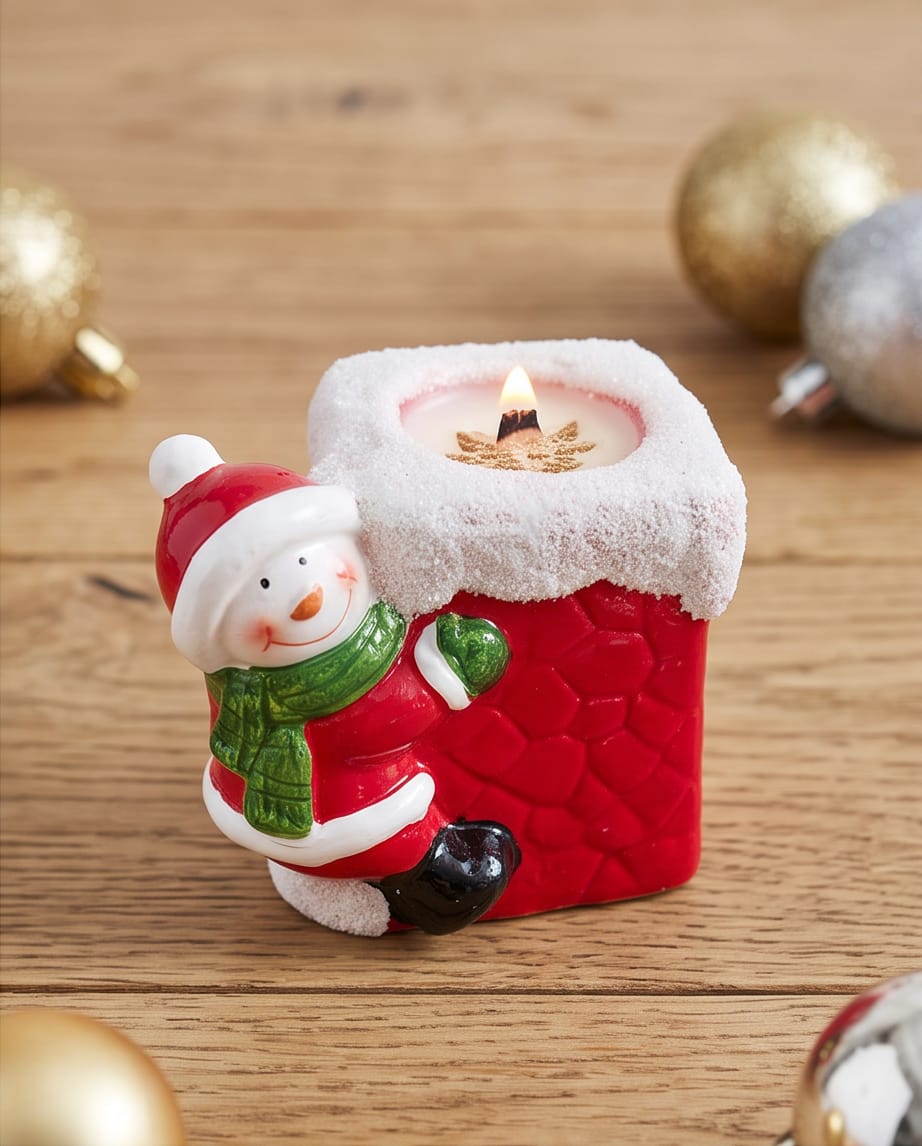 Christmas Santa & Snowman Chimney Candle Holders #CD4511