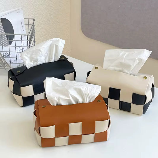 Checkered Tissue Box Cover  #CV3983