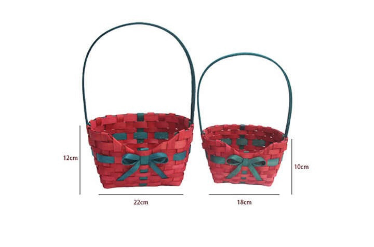 Set/2pcs - Christmas wooden Basket #FB2296