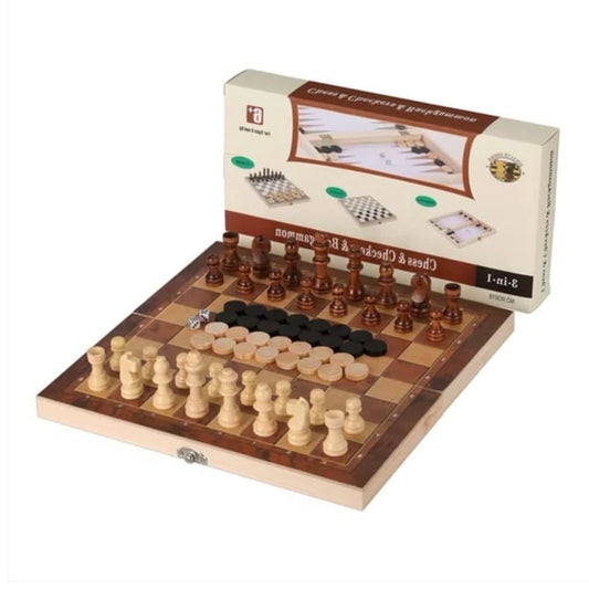 3 in 1 Checkers, Chess and Backgammon Set #BG2340