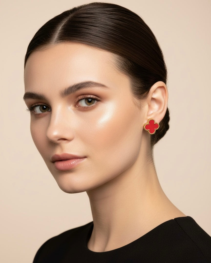 Ruby Clover Stud Earrings #SE3853