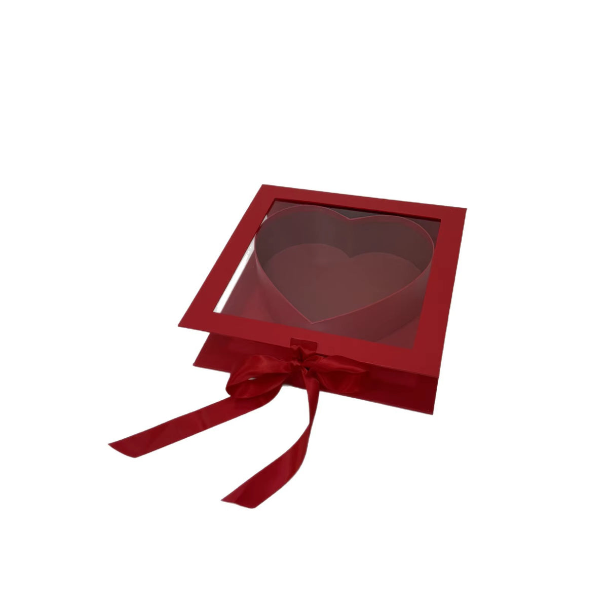 Luxury Heart-Shaped Gift Box with Transparent Lid and Satin Bow #LB4324