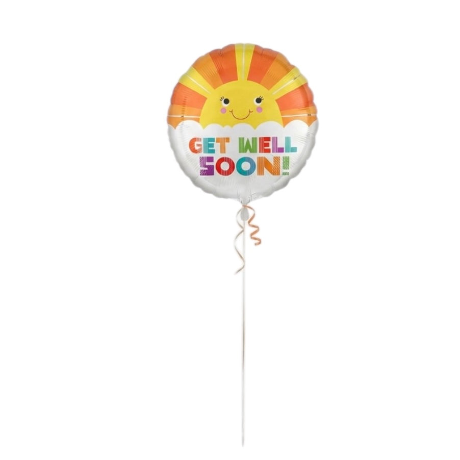 18” Get Well Soon Floral Round Foil Balloon – Cheerful Recovery Gift #FB2899