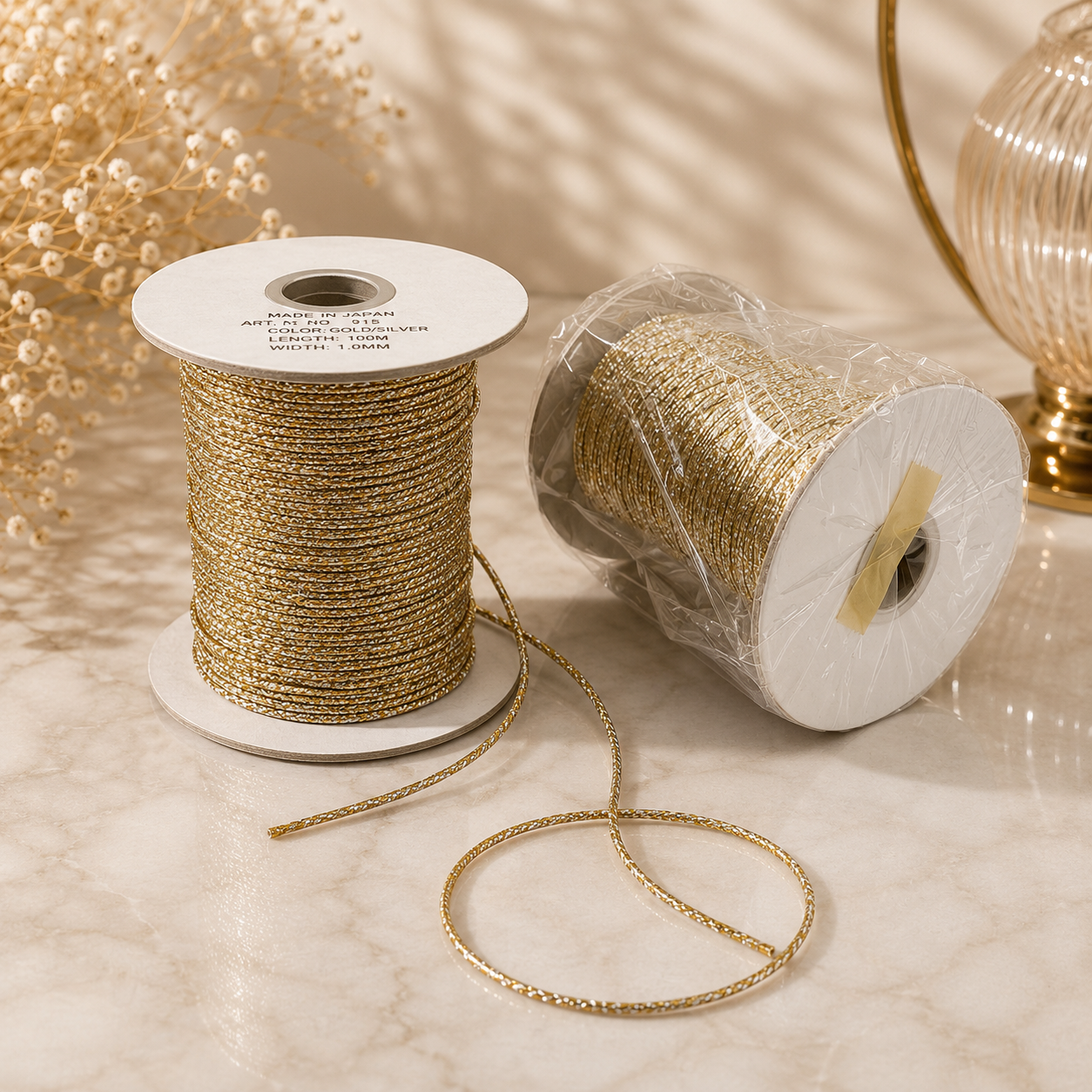Gold Metallic Ribbon – 100m #CR4037