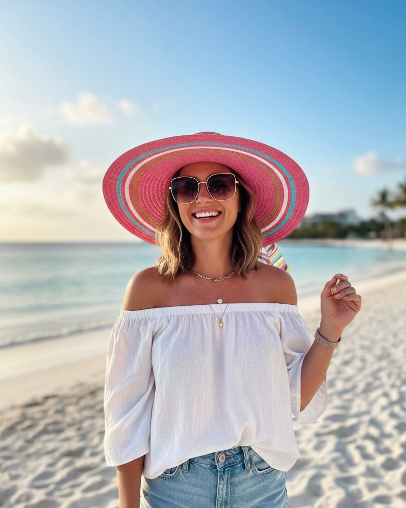 Women’s Colorful Wide-Brim Sun Hat #SB3832