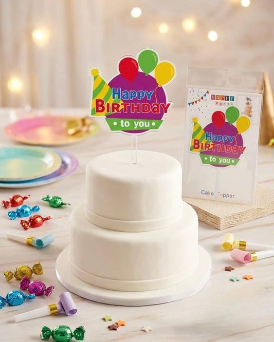 Colorful Happy Birthday Cake Topper #CT3898