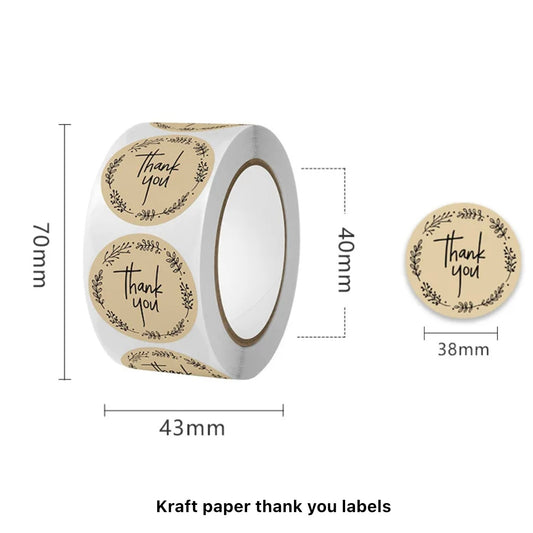 3.8cm x 500pcs Thankyou stickers #CS1313