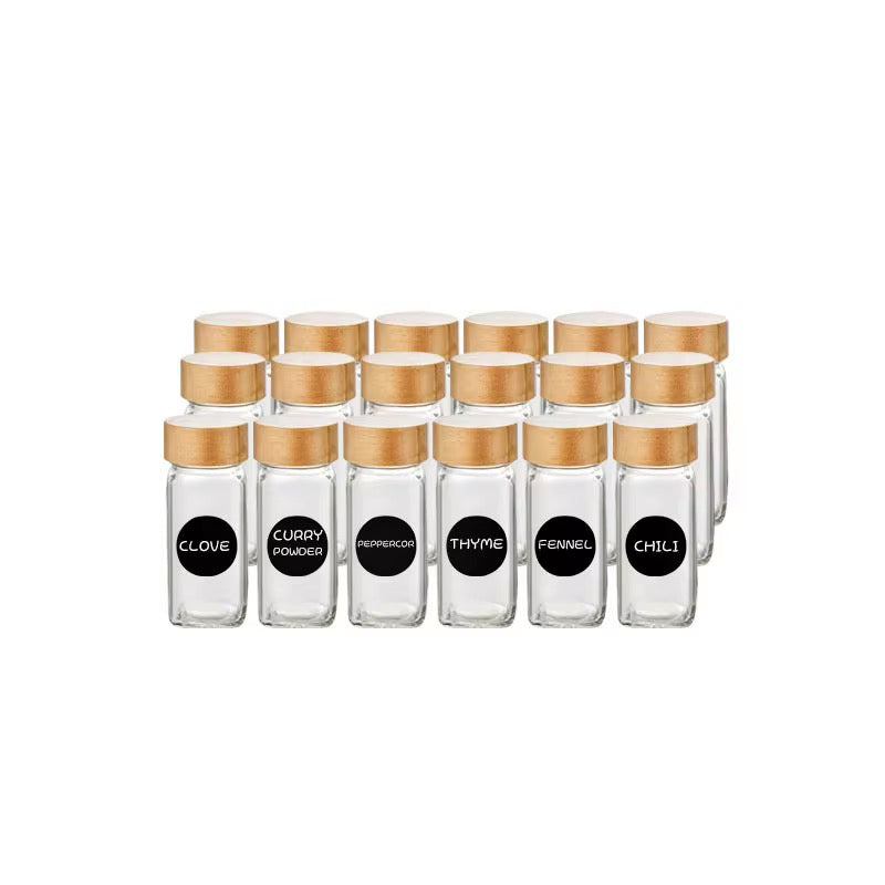 33-Piece Glass Spice Jar Set with Bamboo Lids & Labels #GS3941