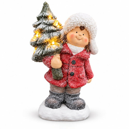 Christmas Girl with Light-Up Tree Decoration – 50cm #CD4523