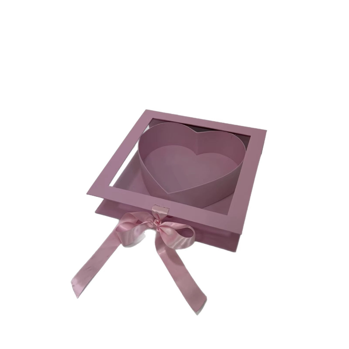 Luxury Heart-Shaped Gift Box with Transparent Lid and Satin Bow #LB4324