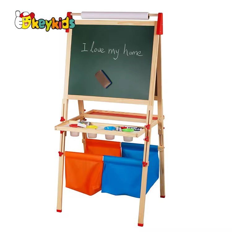 Adjustable Double-Sided Kids Easel with Paper Roll & Storage Bins #DE4002