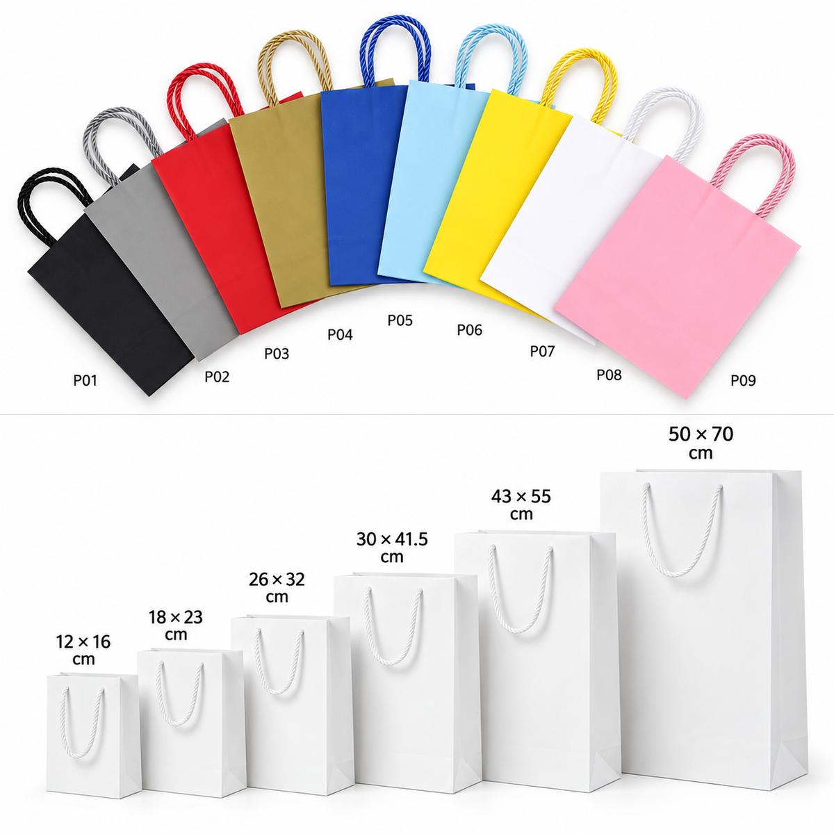 X12pcs Premium Carton Gift Bags with Rope Handles – Assorted Colors #CB4201