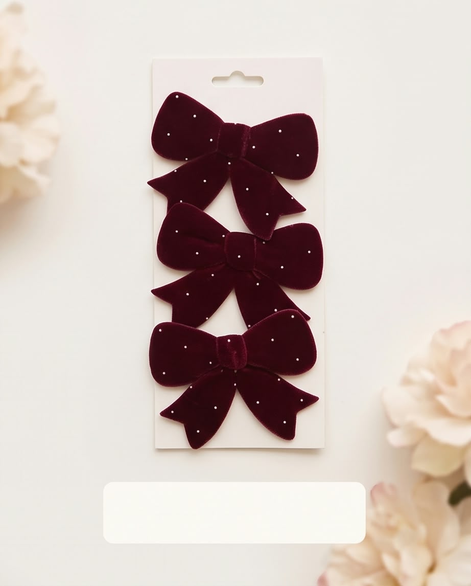 Velvet Christmas Tree Bows – Burgundy Decorative Set #CD4377