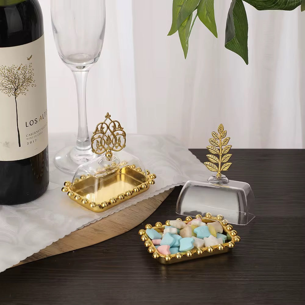 Luxury Acrylic Chocolate & Favor Tray – Gold Design #AB3194