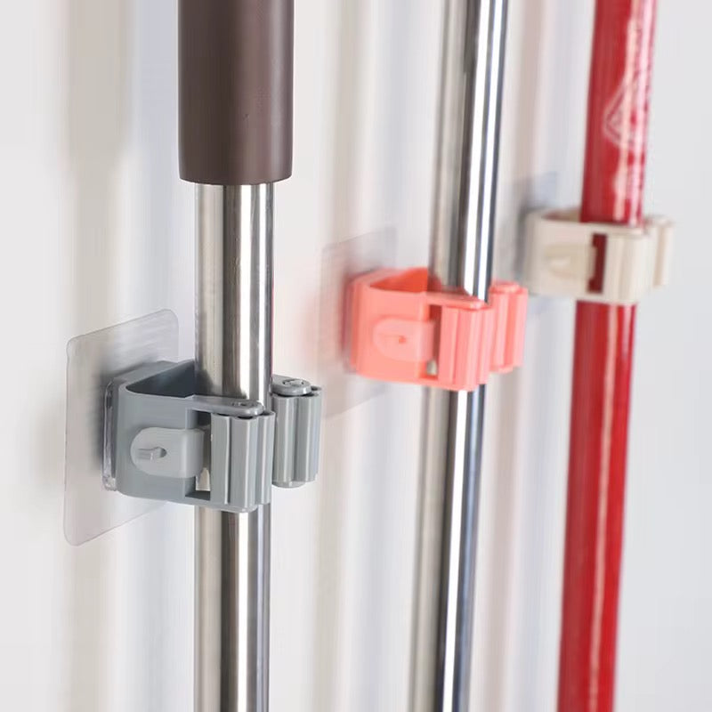 X4pcs Gray Wall-Mounted Mop & Broom Holder #GS3937