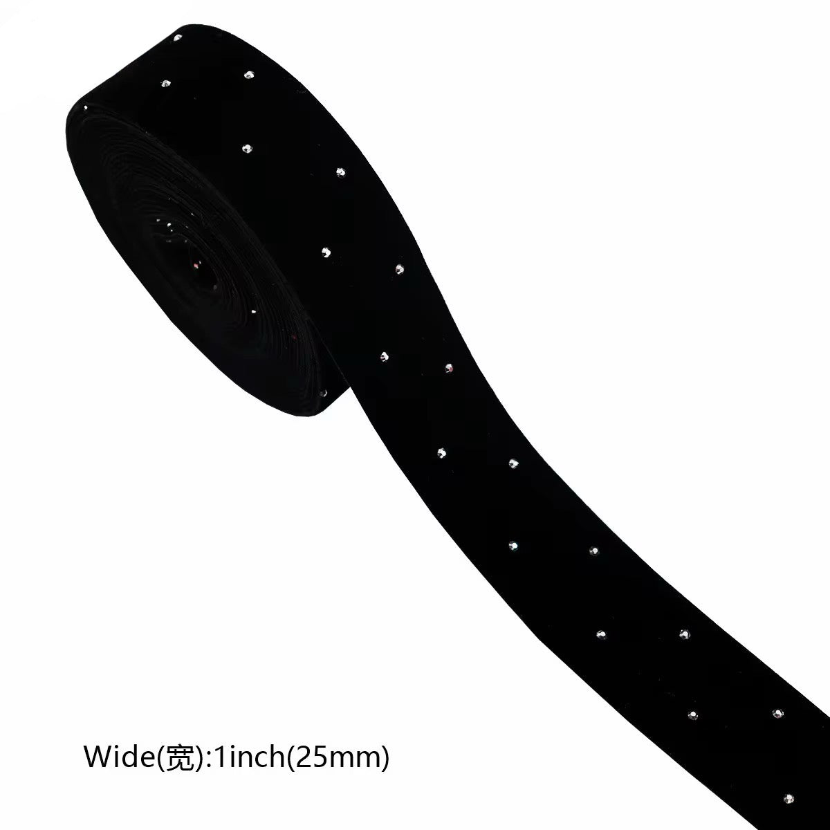 Velvet Rhinestone Ribbon Roll – Black & Red #VR2579
