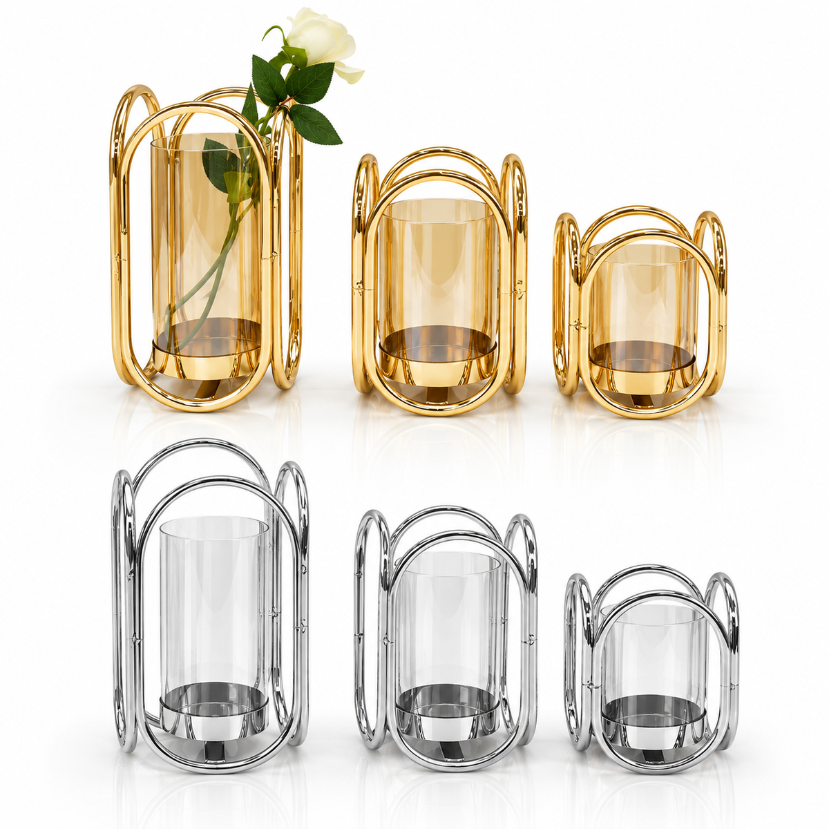 Elegant Metal Glass Candle Holders #CH4219
