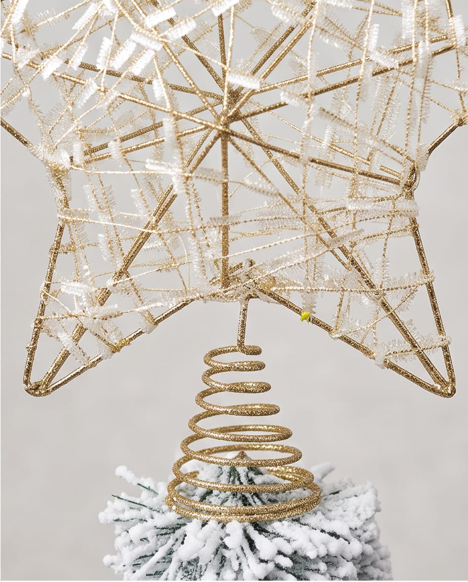Elegant Gold Glitter Wire Star Christmas Tree Topper #CD4505