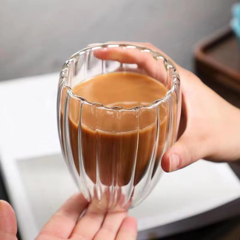Double Wall Ribbed Glass Mug Collection  #GM3964