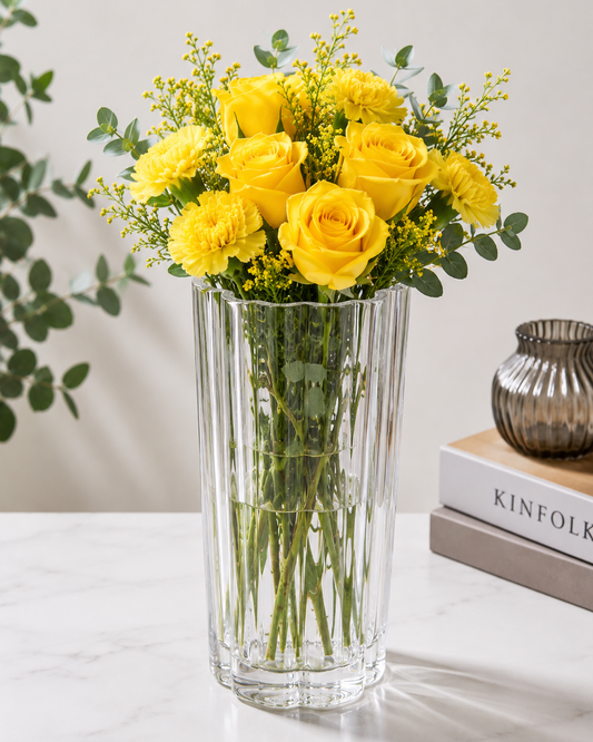 Premium Fluted Crystal Glass Vase  #GV3926