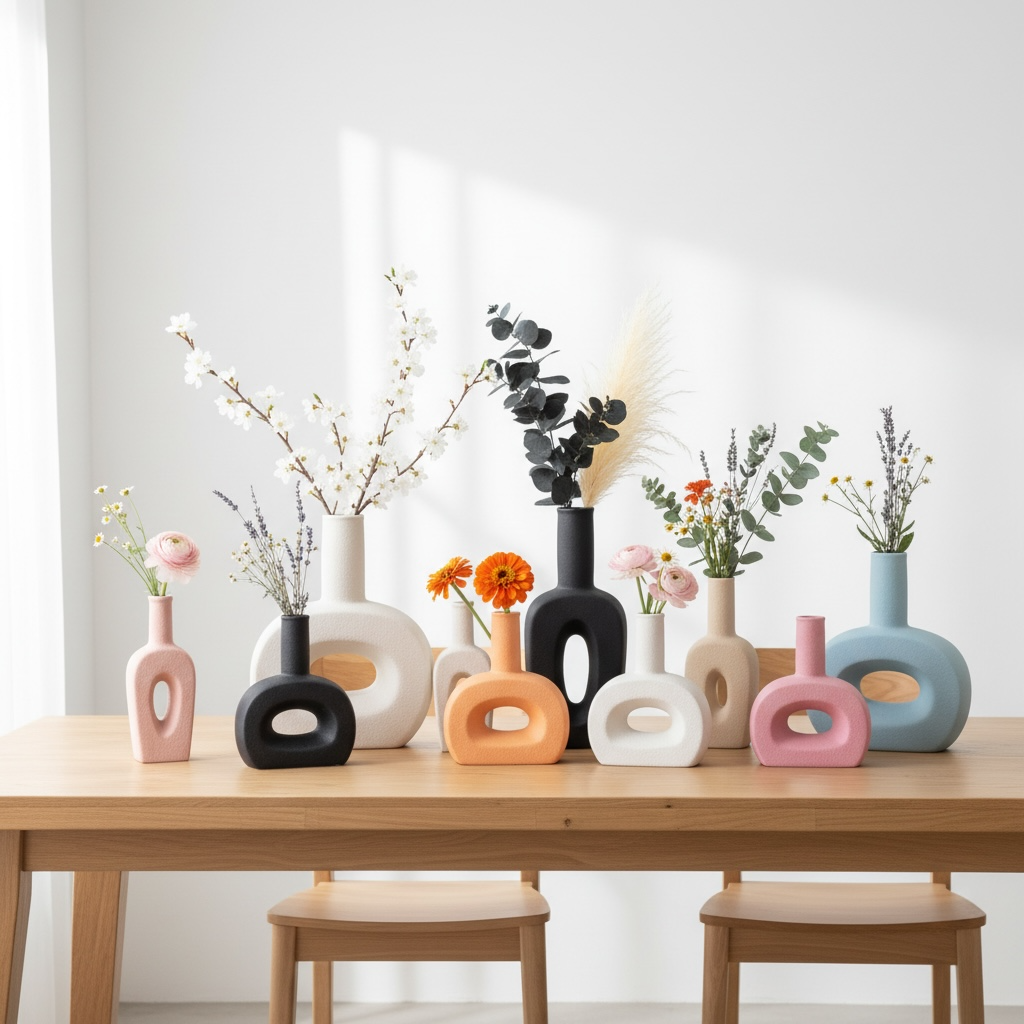 Abstract Hollow Ceramic Vase Collection – Modern Nordic Home Décor #CV3231