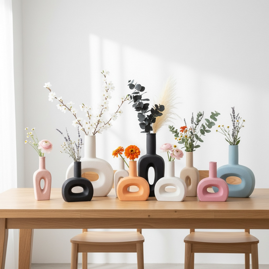 Abstract Hollow Ceramic Vase Collection – Modern Nordic Home Décor #CV3231