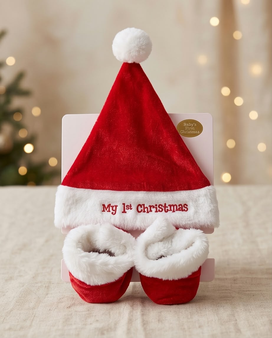 Baby Santa Hat & Bootie Sock Set – My 1st Christmas #SS4381