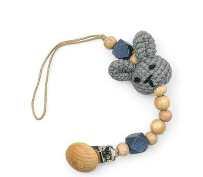 Crochet Bunny Wooden Bead Baby Pacifier Clip #CC4393