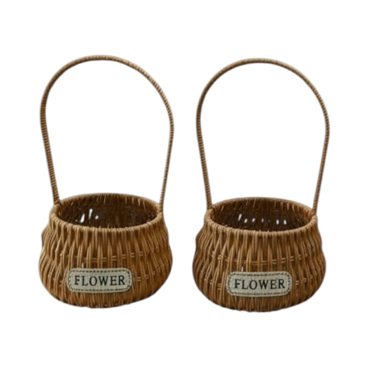 Woven Rattan Flower Basket with Handle #WB2643